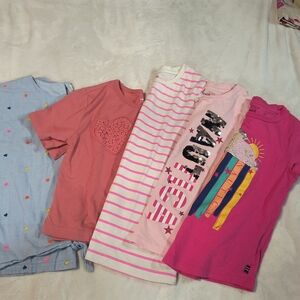 Lot of 5 Girls Tops Sz 6-7 Nautica Sequin, Carter's Lace Heart, Cat & Jack